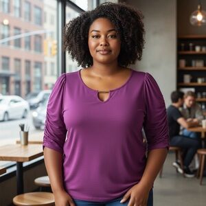 White House Black Market Women's Plum Long Sleeve Top